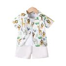 Conjunto De Verão Para Bebês Meninos, 2 Peças, Casual, Estampa Animal, Manga Curta, Shorts, Camisa
