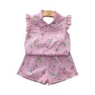 Conjunto De Verão Para Meninas 2 Peças Com Camiseta E Shorts Estampados, Roupa Casual Fofa Para