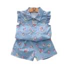 Conjunto De Verão Para Meninas 2 Peças Com Camiseta E Shorts Estampados, Roupa Casual Fofa Para