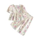 Conjunto De Verão Para Meninas Com Camisa De Manga Curta E Calças Largas Estilo Coreano Conjunto De Verão Para Meninas Com Camisa De Manga Curta E Calças Largas Estilo Coreano