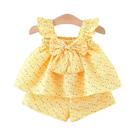 Conjunto De Verão Para Meninas De 0 a 3 Anos, Top Colorido Com Mangas Voando E Laço, Conjunto De Conjunto De Verão Para Meninas De 0 a 3 Anos, Top Colorido Com Mangas Voando E Laço, Conjunto De