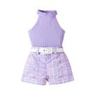 Conjunto De Verão Para Meninas De 1 a 4 Anos, Colete Confortável Com Listras E Calças Curtas Com