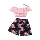 Conjunto De Verão Para Meninas Em Duas Peças, Vestido Casual De Festa Com Alça Única E Shorts