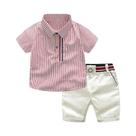 Conjunto De Verão Para Meninos Pequenos Com Camisa Listrada E Calças, Roupa Casual Para Crianças