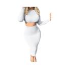 Conjunto De Vestido Com Top Cropped De Manga Longa E Saia Até O Meio Da Panturrilha Para Mulheres, Conjunto De Vestido Com Top Cropped De Manga Longa E Saia Até O Meio Da Panturrilha Para Mulheres,