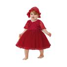 Conjunto De Vestido De Princesa Para Bebê Com Capuz Sem Mangas Em Renda Bordada Floral E Cetim Macio