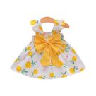 Conjunto De Vestido De Verão Para Meninas Com Estampa Laranja, Saia E Chapéu, 2 Peças De Roupa