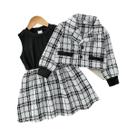 Conjunto De Vestido E Jaqueta Xadrez Para Meninas, Sem Mangas, Outono Inverno, 1-6 Anos, Moda Ativa Conjunto De Vestido E Jaqueta Xadrez Para Meninas, Sem Mangas, Outono Inverno, 1-6 Anos, Moda Ativa