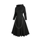 Conjunto De Vestido Gótico plus Size Com Correntes, Blusa De Manga Comprida Com Capuz, Moda Europeia Conjunto De Vestido Gótico plus Size Com Correntes, Blusa De Manga Comprida Com Capuz, Moda Europeia