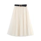 Conjunto De Vestido Midi Plissado Com Camisa De Estilo Acadêmico BSAY Outono 2025 Com Bordas Em