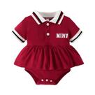 Conjunto De Vestido Polo Vermelho Para Bebê Menina: Vestido De Manga Curta Com Babados E Body - Conjunto De Vestido Polo Vermelho Para Bebê Menina: Vestido De Manga Curta Com Babados E Body -