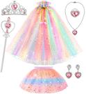 Conjunto de vestidos de princesa BesJonie para meninas de 4 a 6 anos com capa e acessórios