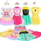 Conjunto de vestidos Princess Teuevayl para meninas de 3 a 6 anos com 16 unidades Conjunto de vestidos Princess Teuevayl para meninas de 3 a 6 anos com 16 unidades