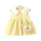 Conjunto De Vestidos Sem Mangas De Algodão Xadrez Para Meninas Pequenas, Com Lapela, Para O Verão,