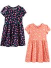 Conjunto de vestidos Simple Joys by Carter's Girls 3T azul/pêssego, pacote com 2 Conjunto de vestidos Simple Joys by Carter's Girls 3T azul/pêssego, pacote com 2