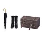 Conjunto de viagem em miniatura Dollhouse Furniture com botas de chuva, guarda-chuva e mala