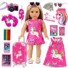 Conjunto de Viagem para Bonecas ZQDOLL American 18 Polegadas - Roupas e Acessórios Conjunto de Viagem para Bonecas ZQDOLL American 18 Polegadas - Roupas e Acessórios