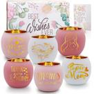 Conjunto de vidro rosa gravado SHMILMH 6PCS Conjunto de vidro rosa gravado SHMILMH 6PCS