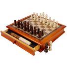 Conjunto de xadrez e damas Juegoal de madeira de 30 cm com gaveta de armazenamento
