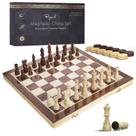 Conjunto de xadrez magnético de madeira de 38 cm dobrável com armazenamento para adultos Conjunto de xadrez magnético de madeira de 38 cm dobrável com armazenamento para adultos