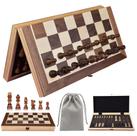 Conjunto de xadrez SUNCHEERS dobrável de madeira magnético 30x30cm