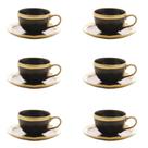 Conjunto De Xícara De Cafezinho Com Pires 06 Peças Dubai Preto E Dourado 90ml Wolff Conjunto De Xícara De Cafezinho Com Pires 06 Peças Dubai Preto E Dourado 90ml Wolff