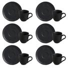 Conjunto De Xícara De Chá Com Pires 06 Peças Bio Preto Matte Porto Brasil