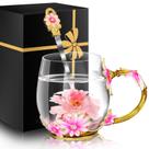 Conjunto de xícaras de café e chá de vidro femininas MNZZ com colher Pretty Conjunto de xícaras de café e chá de vidro femininas MNZZ com colher Pretty