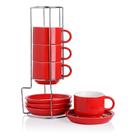 Conjunto de xícaras de cappuccino Sweejar Porcelain 240 mL com pires e suporte