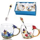 Conjunto de xícaras de chá DUMVOIN Caneca de café de vidro com colher para amantes de chá Conjunto de xícaras de chá DUMVOIN Caneca de café de vidro com colher para amantes de chá