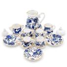 Conjunto de xícaras de chá em miniatura Odoria Blue Porcelain, escala 1:12, 15 unidades