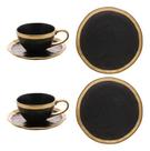Conjunto De Xicaras De Cha + Prato De Sobremesa Dubai Porcelana 4Un