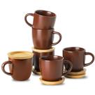 Conjunto de Xícaras de Espresso HASENSE 6pcs 120ml Porcelana Marrom