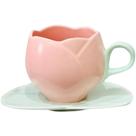 Conjunto de xícaras e pires de café Ceramic Tulip Pink