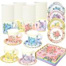 Conjunto de xícaras e pires de chá Fairooth Floral Disposable (40) Conjunto de xícaras e pires de chá Fairooth Floral Disposable (40)
