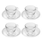 Conjunto De Xícaras E Pires Em Cristal 80ml Pearl Wolff Com 4 Unidades