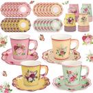 Conjunto de xícaras e pires para festas de chá NatNarr Vintage Floral 200 ml