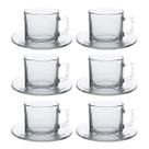 Conjunto De Xícaras Para Chá 176ml Vidro Transparente 12 Peças Kit De 6 Canecas Pequenas Com 6 Pires De Vidro IncolorJogo De Chá E Café Em Casa Tem Glass