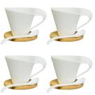 Conjunto de Xícaras Porcelana Branca Chá Café Capuccino 4 Pçs 150ml