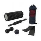 Conjunto de Yoga Completo com 5 Peças Sendo 01 Bastão + 01 Rolo + 01 Bola + 01 Faixa Elástica + 01 Bolsa de Transporte