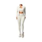 Conjunto De Yoga Feminino 3 Peças: Top Esportivo, Jaqueta Com Zíper E Leggings Para Fitness E Treino