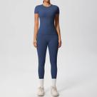 Conjunto De Yoga Feminino Em Patchwork, Top Cropped E Leggings Para Treino, 2 Peças