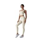 Conjunto De Yoga Feminino Para Fitness: Top Esportivo Antichoque E Calça De Ginástica Para Corrida Conjunto De Yoga Feminino Para Fitness: Top Esportivo Antichoque E Calça De Ginástica Para Corrida