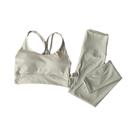Conjunto De Yoga Feminino Sem Costura Com Legging De Cintura Alta E Top Cropped Para Treino E