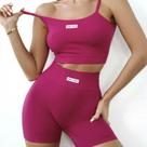 Conjunto de Yoga Feminino Sem Costura - Regata e Calças com Estampa de Letras