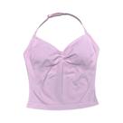 Conjunto De Yoga Sem Costura Para Mulheres: Top Halter Almofadado E Leggings Com Efeito Empina