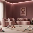 Conjunto Decorativo 02 Poltronas + Sofá Curvo Orgânico Nature Gaia Boucle Rosê - Montanaris Decor