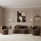 Conjunto Decorativo 02 Poltronas + Sofá Curvo Orgânico Nature Gaia Veludo Marrom - Montanaris Decor Conjunto Decorativo 02 Poltronas + Sofá Curvo Orgânico Nature Gaia Veludo Marrom - Montanaris Decor