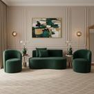 Conjunto Decorativo 02 Poltronas + Sofá Curvo Orgânico Nature Gaia Veludo Verde - Montanaris Decor
