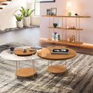 Conjunto Decorativo Aparador e 2 Mesas de Centro Walker Tampo MDF/Vidro Cinamomo G26 - Gran Belo
